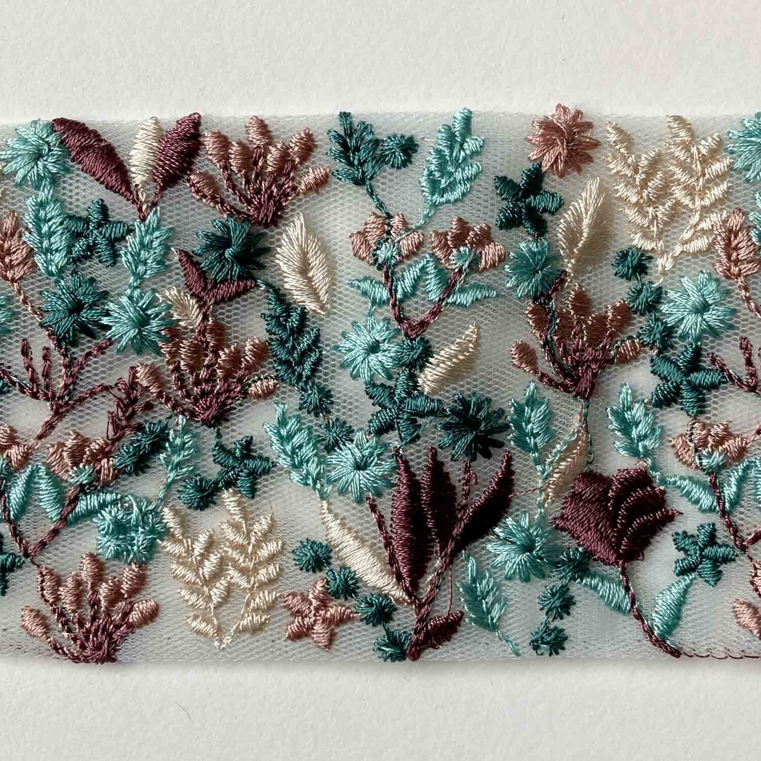 新色追加〉草花模様の太幅インド刺繍レース（50cm〜） | Dua