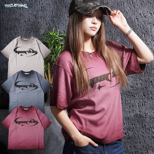 ◆スプレー加工 テレコTシャツ◆wi-195532