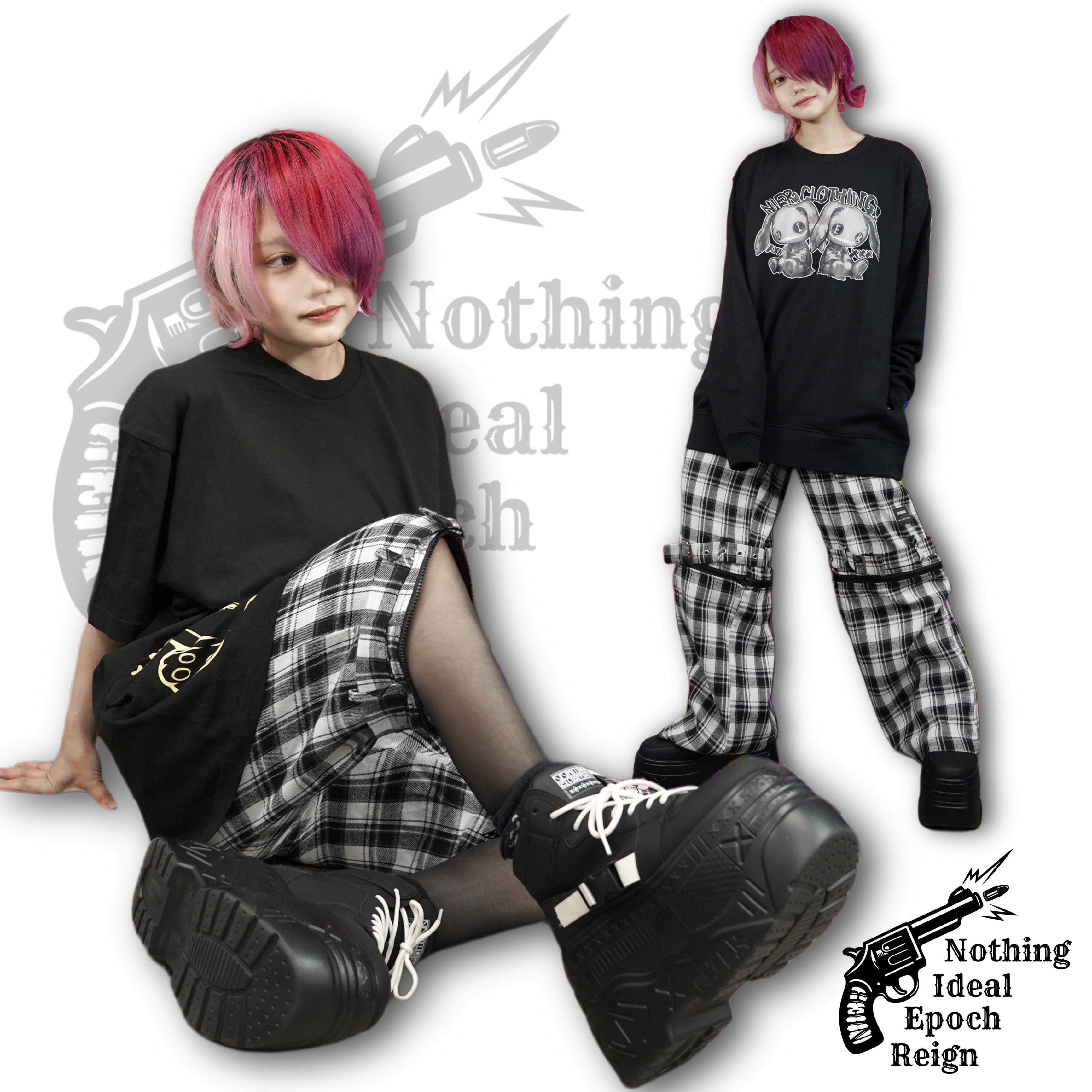 春夏用超軽量3WAY CONVERTIBLE GRAY CHECK PANTS | NIER CLOTHING