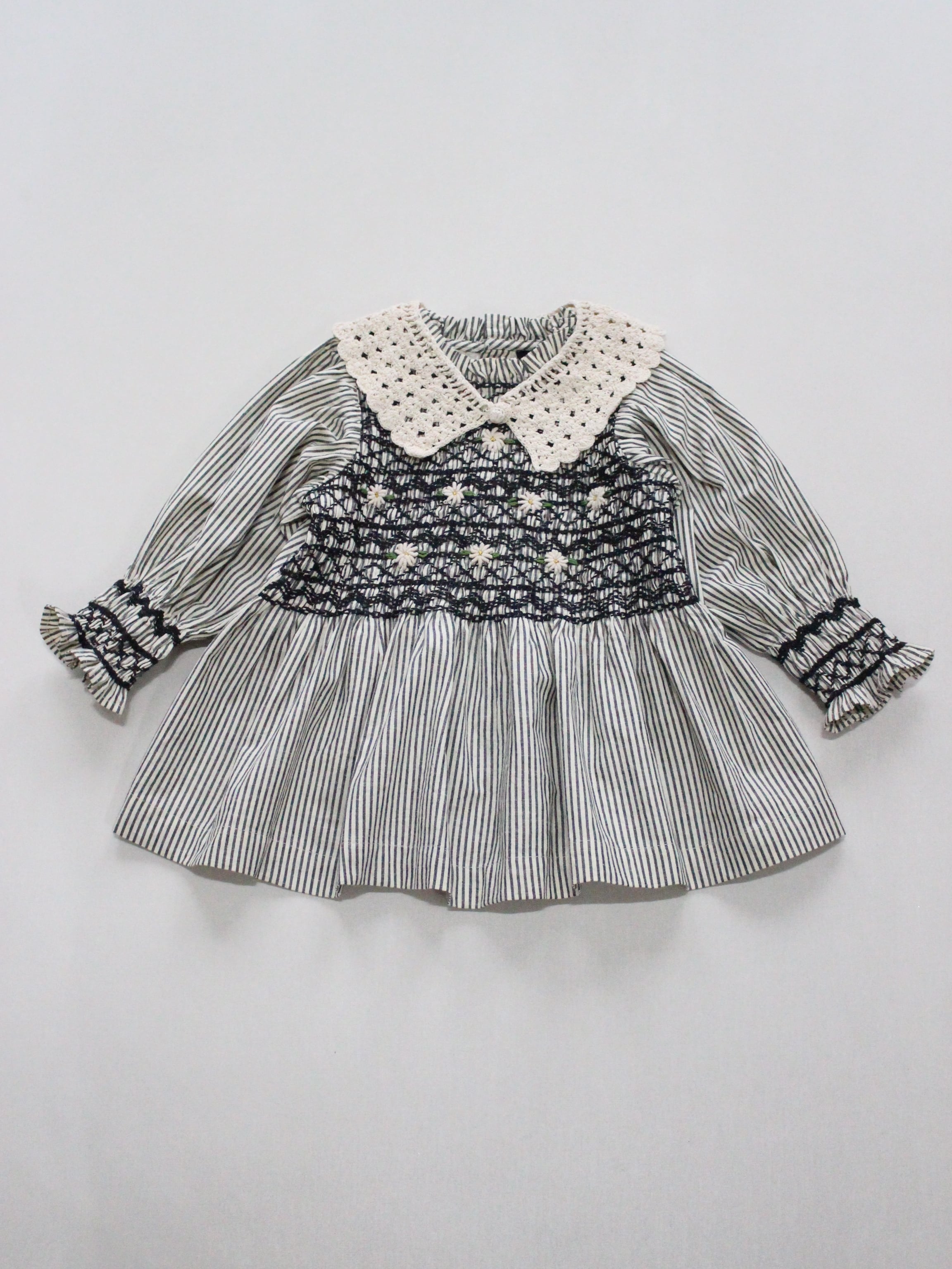 トップス Bonjour Diary HANDSMOCK BLOUSE BONJOUR DIARY Handsmock blouse with crochet collar black