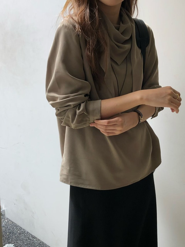 (予約) verveine / Luna peach tencel scarf blouse 2color