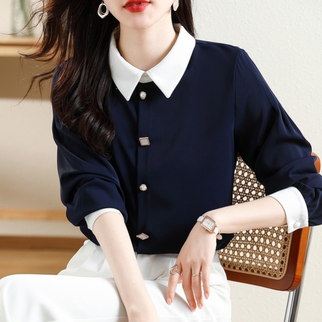 シャツカラー クロップド 長袖 シャツ K1164