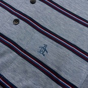 Munsingwear GRANDSLAM マンシング ボーダー柄 半袖 ポロシャツ サイズ M /ゴルフ/水色ブルー系/メンズ