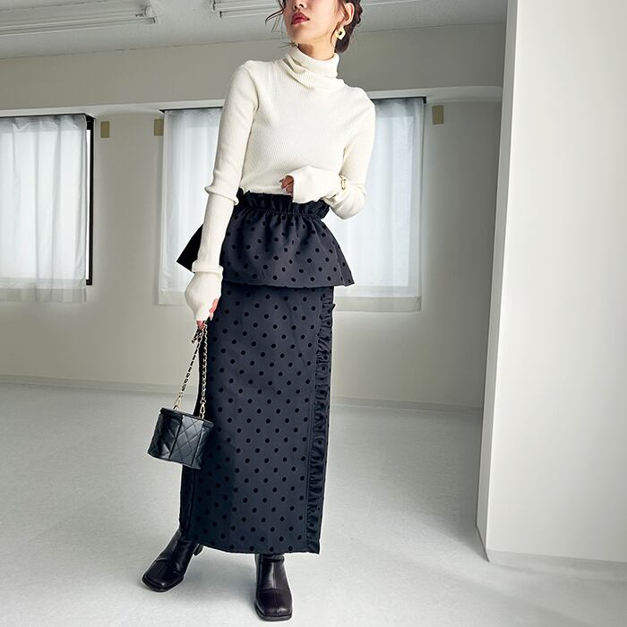 pium フロントホックビスチェ×スカートセット ブラックチェック pium