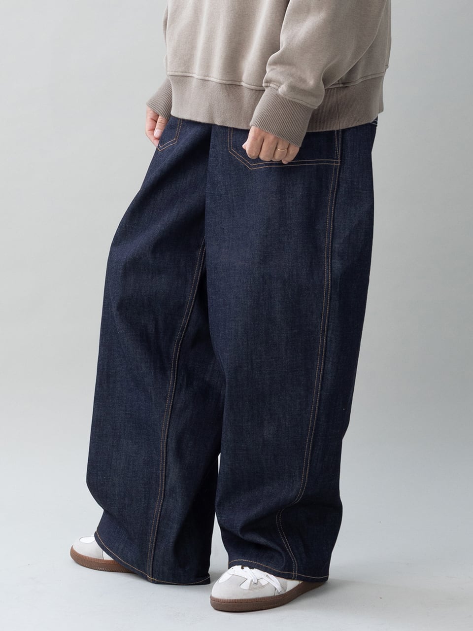 EGO TRIPPING (エゴトリッピング) USN-DENIMTROUSERS デニムパンツ / INDIGO×金茶ステッチ 626700-58