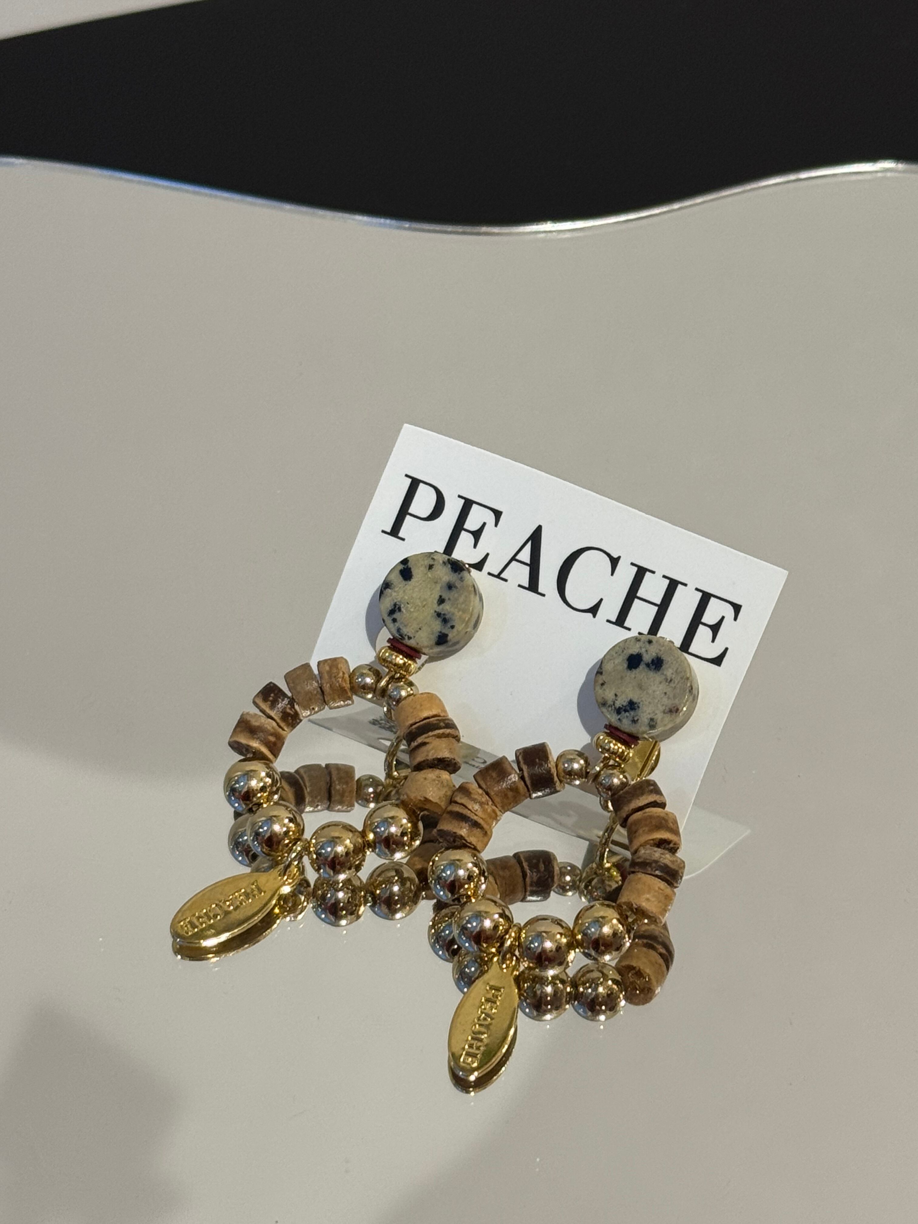 dalmatian jasper wood circle gold