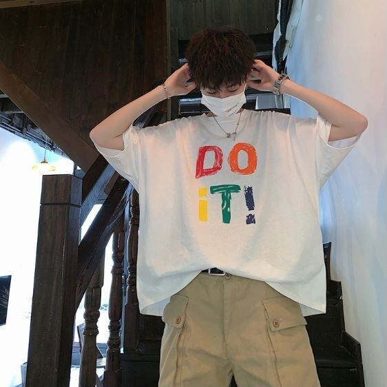 全3色 カットソー ビッグシルエット ロゴ カジュアル メンズ