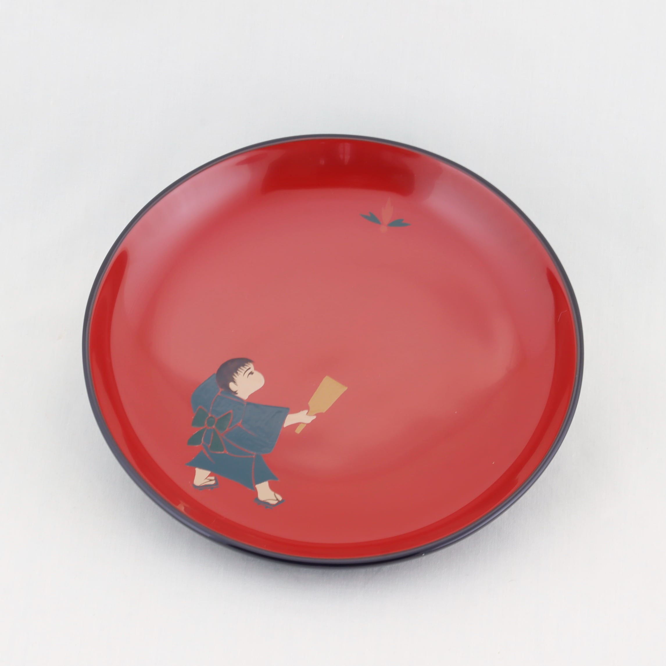 1501 輪島塗 銘々皿／丸形／黒内朱塗／童蒔絵／五枚組 | 輪島塗 加藤