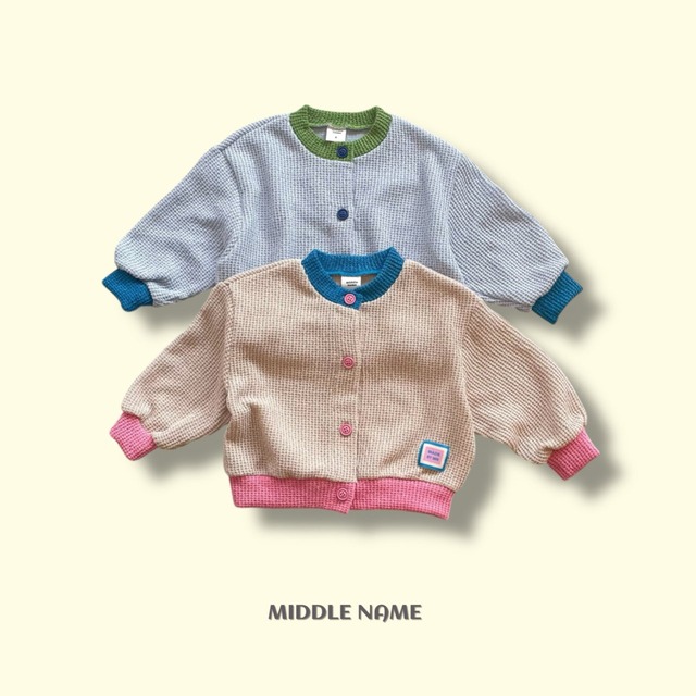 【取寄】middle name|color-block cardigan|バイカラーブロックカーディガン|S-3XL|kids&jr|26 spring