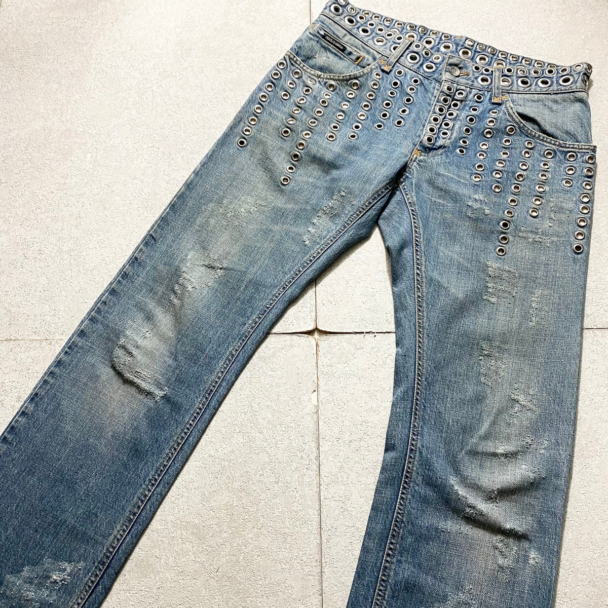archive DOLCE&GABBANA grommets denim pants | NOIR ONLINE