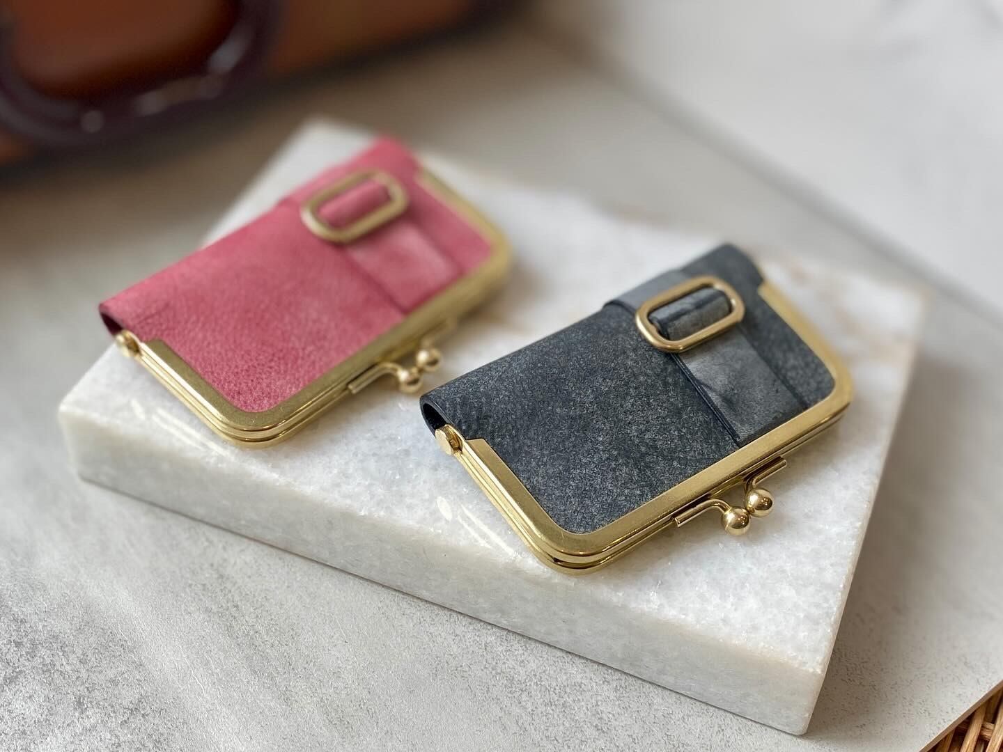 エムユーエル チェーンウォレットショルダーバッグ 財布 レザー 茶