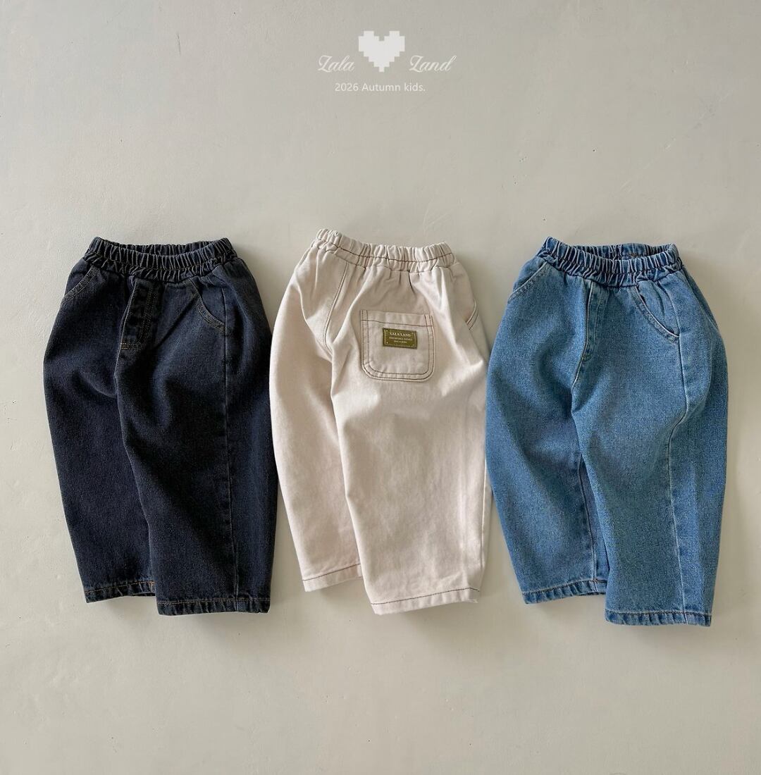 送料無料【予約】/ kids ワイドカーブドデニムパンツ /lalaland