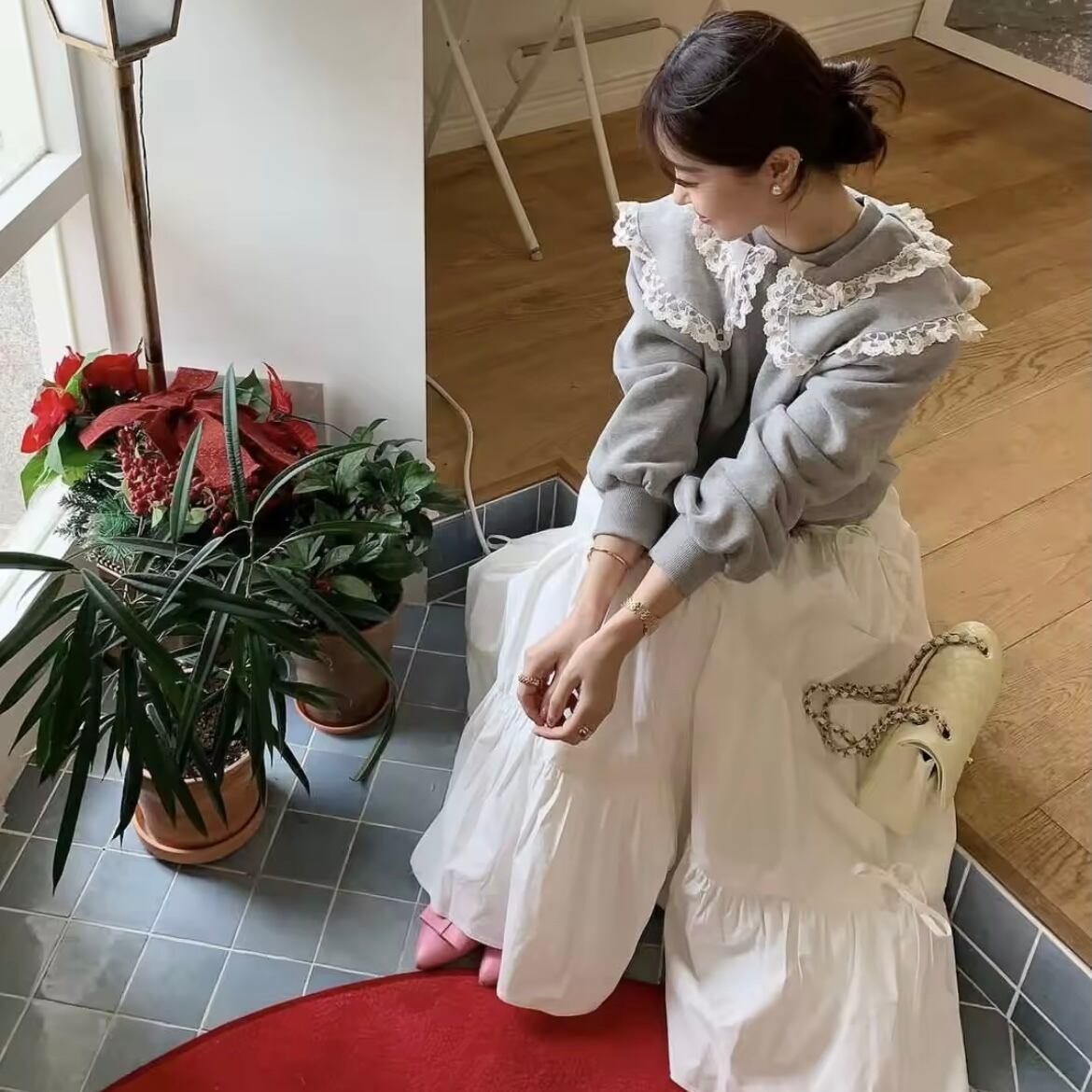 フリルビッグカラースウェット