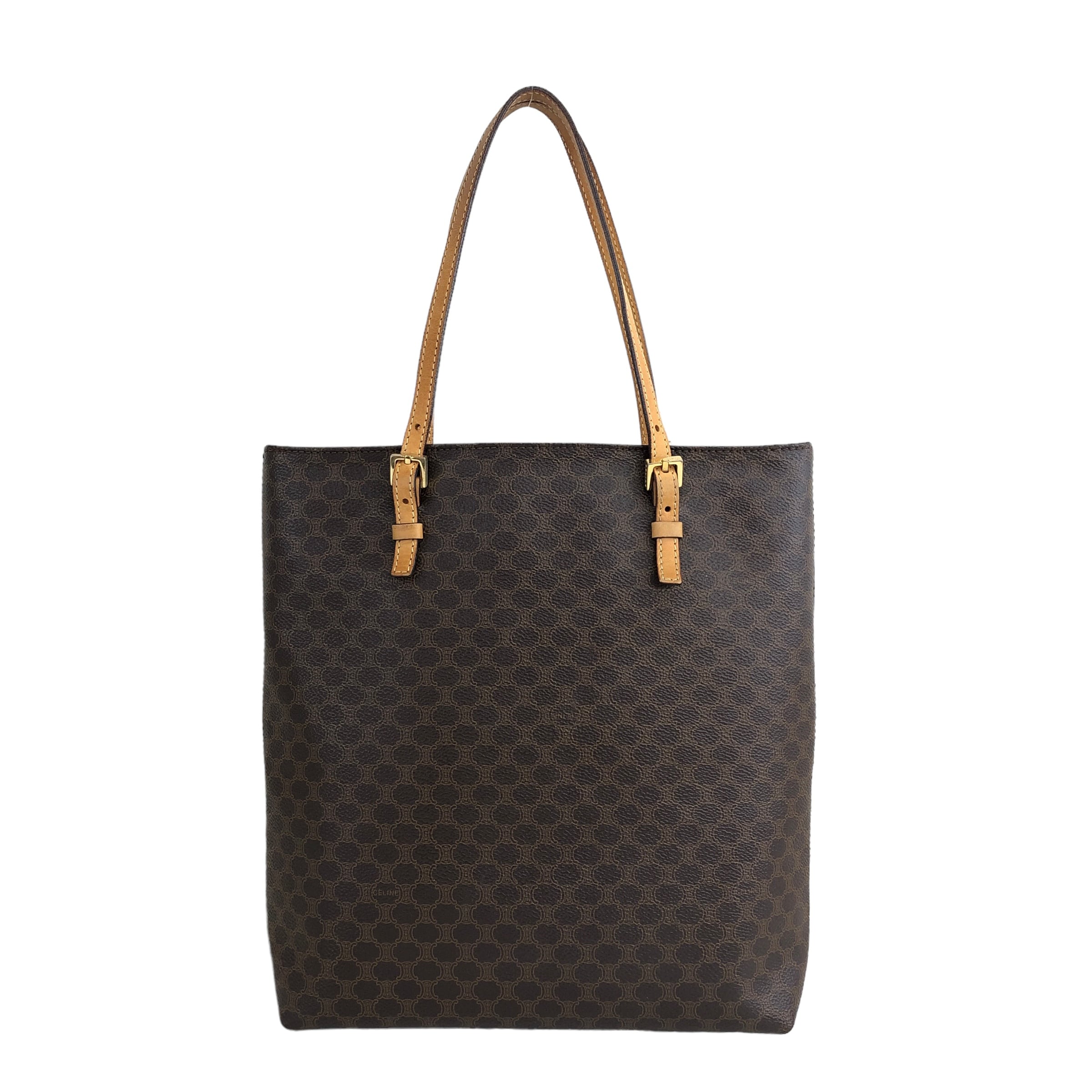 CELINE セリーヌ マカダム ハンドバッグ ブラウン PVCレザー トート
