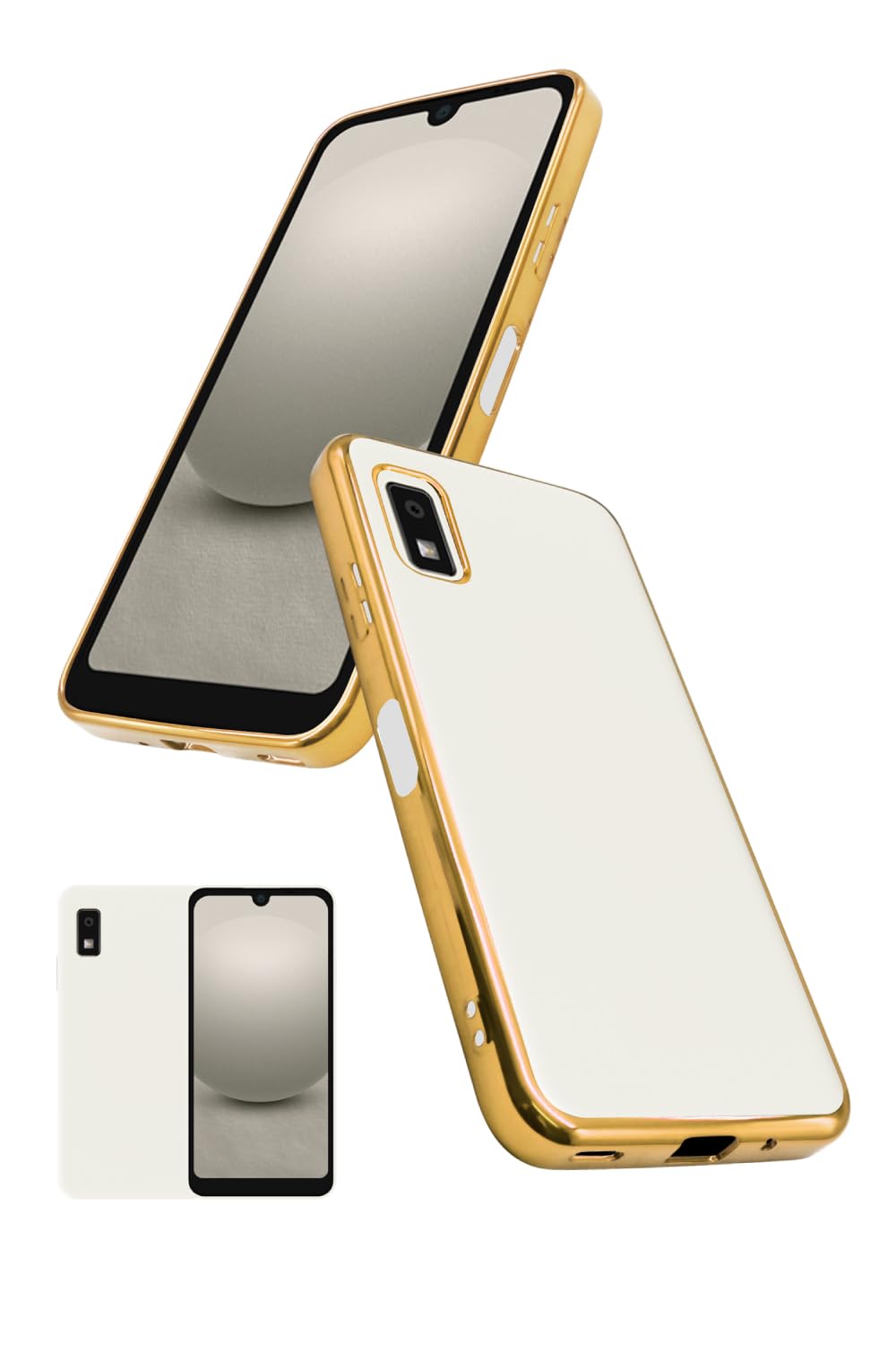 シズカウィル AQUOS wish3 クリアケース SH-53D A302SH ケース カバー サイドメッキ加工 クリア ケース ゴールド×クリア 1個入り