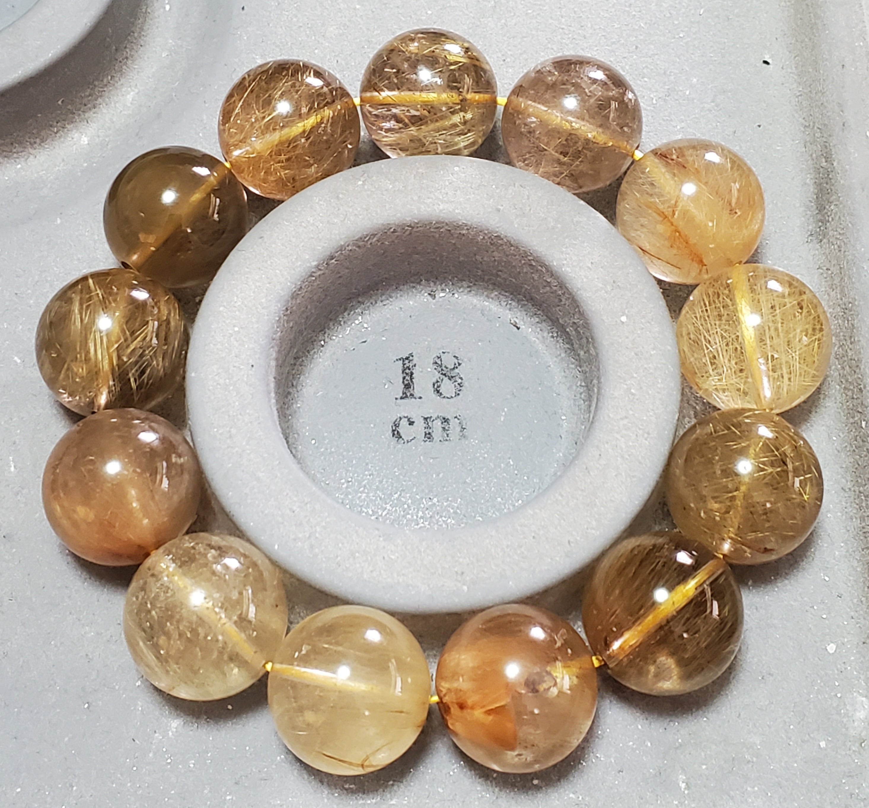 ⭐︎【天然】ゴールド ルチル クオーツ ブレスレット 誤り 18mm