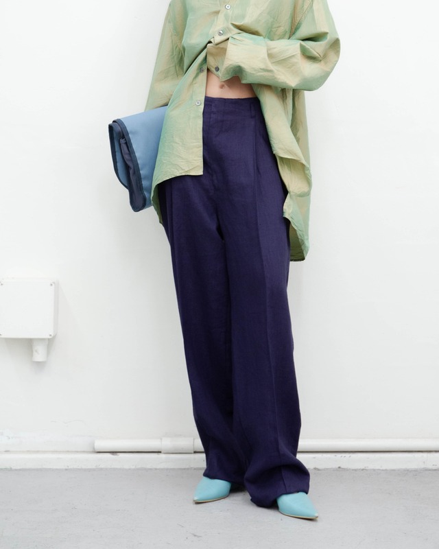 1980-90s Ralph Lauren - tuck linen wide trousers