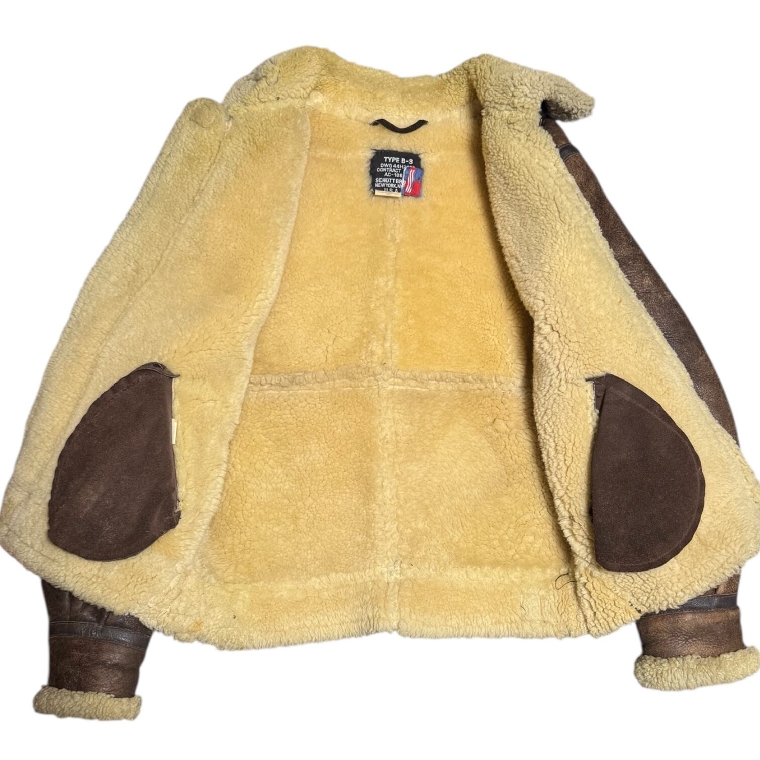 Schott 米国製 B-3 羊革 フライトジャケット リアルムートン サイズ36