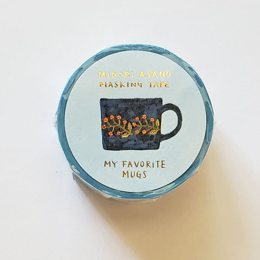 浅野みどり 箔押しマスキングテープ MY FAVORITE MUGS マグ ブルー