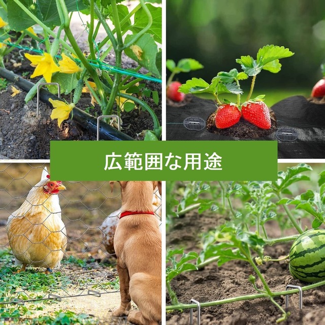 100本セット Uピン杭 黒丸付き 人工芝 押さえピン u字ピン コ型ピン 防草シート 除草シート 家庭菜園 園芸用品 園芸資材 用品 (15x3x15)