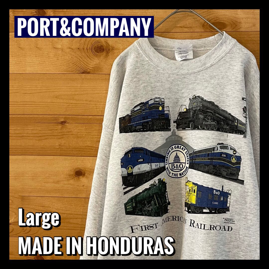 PORT&COMPANY】スウェット B&O 鉄道 汽車 プリントトレーナー L
