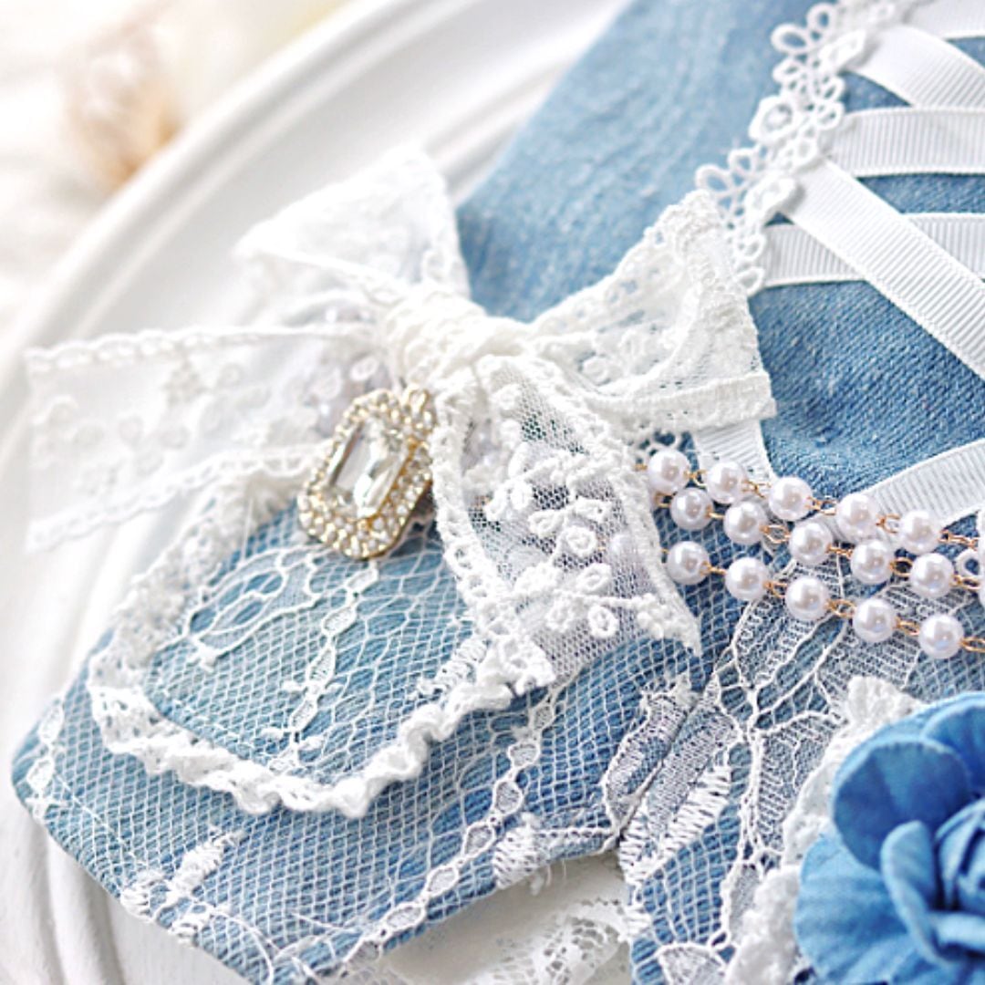 予約（海外ハンドメイド）【№B02352】JELLY デニム レース フラワー