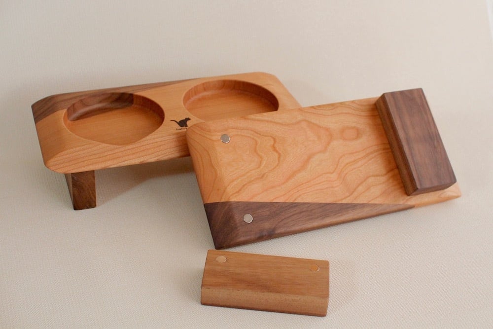 檜の食事台　小型犬/猫用　無垢材サイズ:約95mm角　厚み約31mm ペット用品 檜の食事台 小型犬/猫用 無垢材サイズ:約95mm角 厚み約