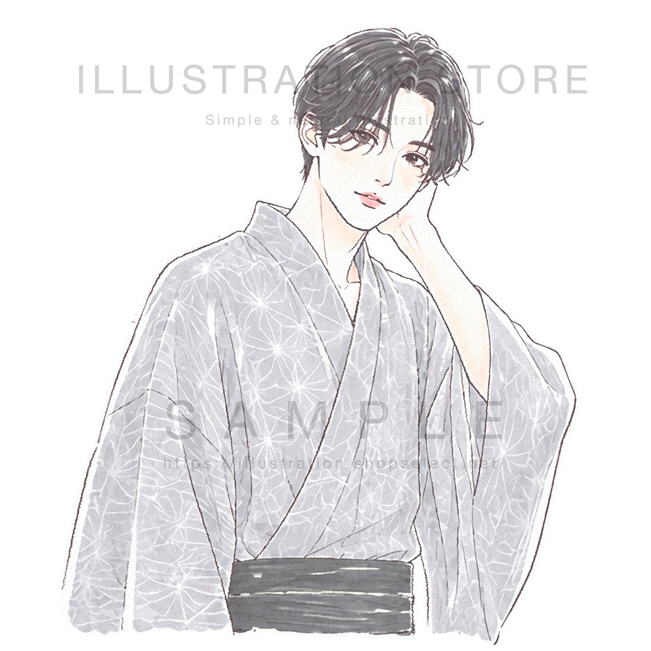 浴衣姿の男性のイラスト素材