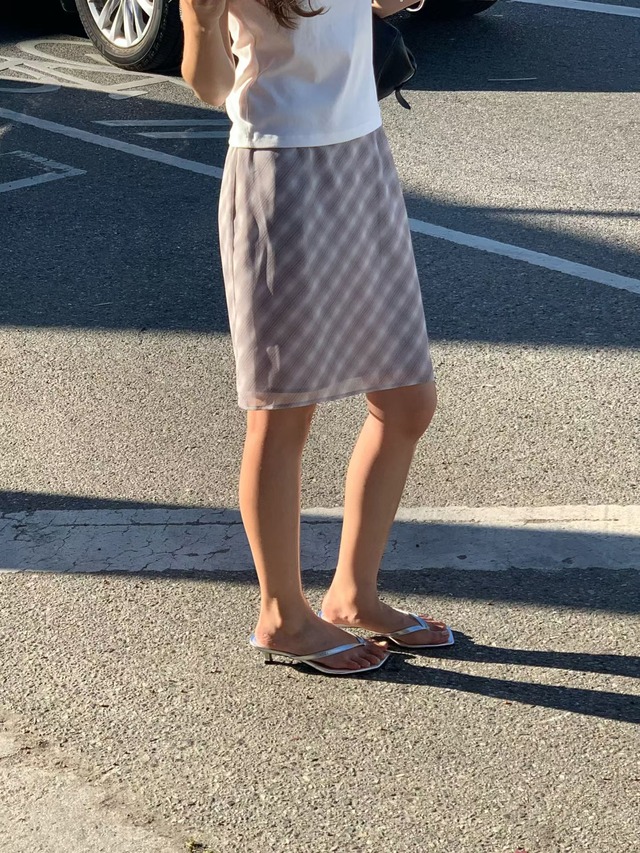 (予約) verveine / Loen check midi skirt 3color