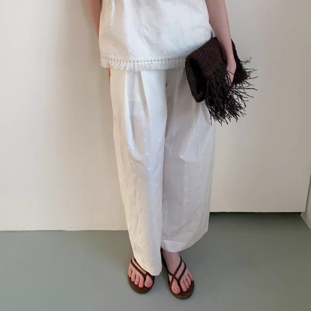 Fleur Broderie Wide Pants F0609