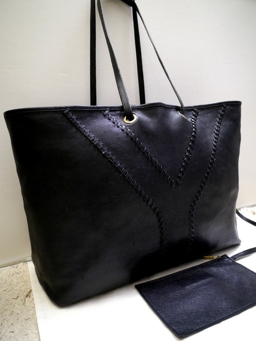 レア美品21万◆YSL サンローラン NEO DOUBLE ネオダブル A4対応 ビジネス可 レザー トート バッグ 黒x金◆ 付属のポーチも便利な定番モデル