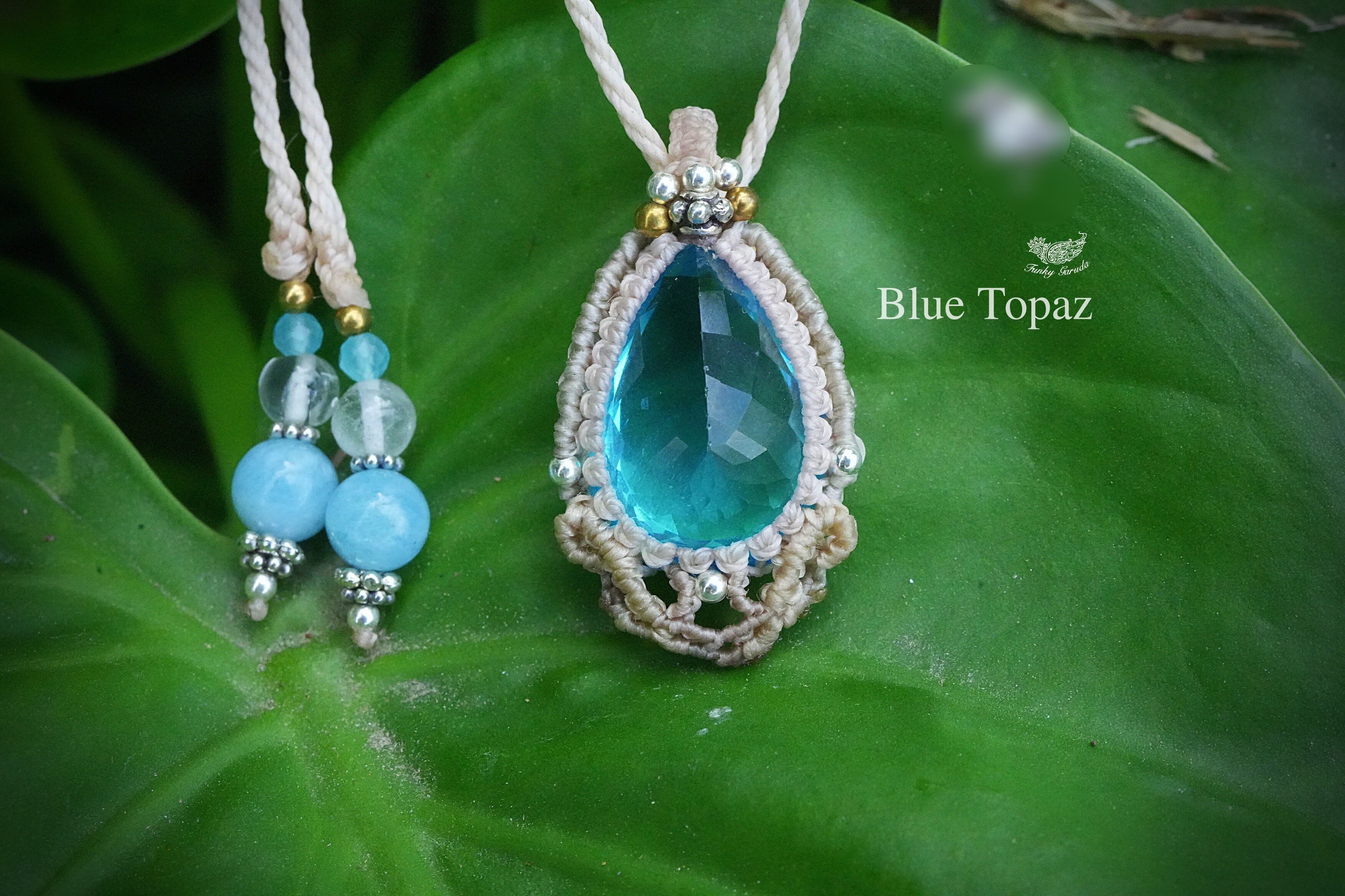 ☆ブルートパーズ マクラメネックレス1311 | Funky garuda(ファンキー