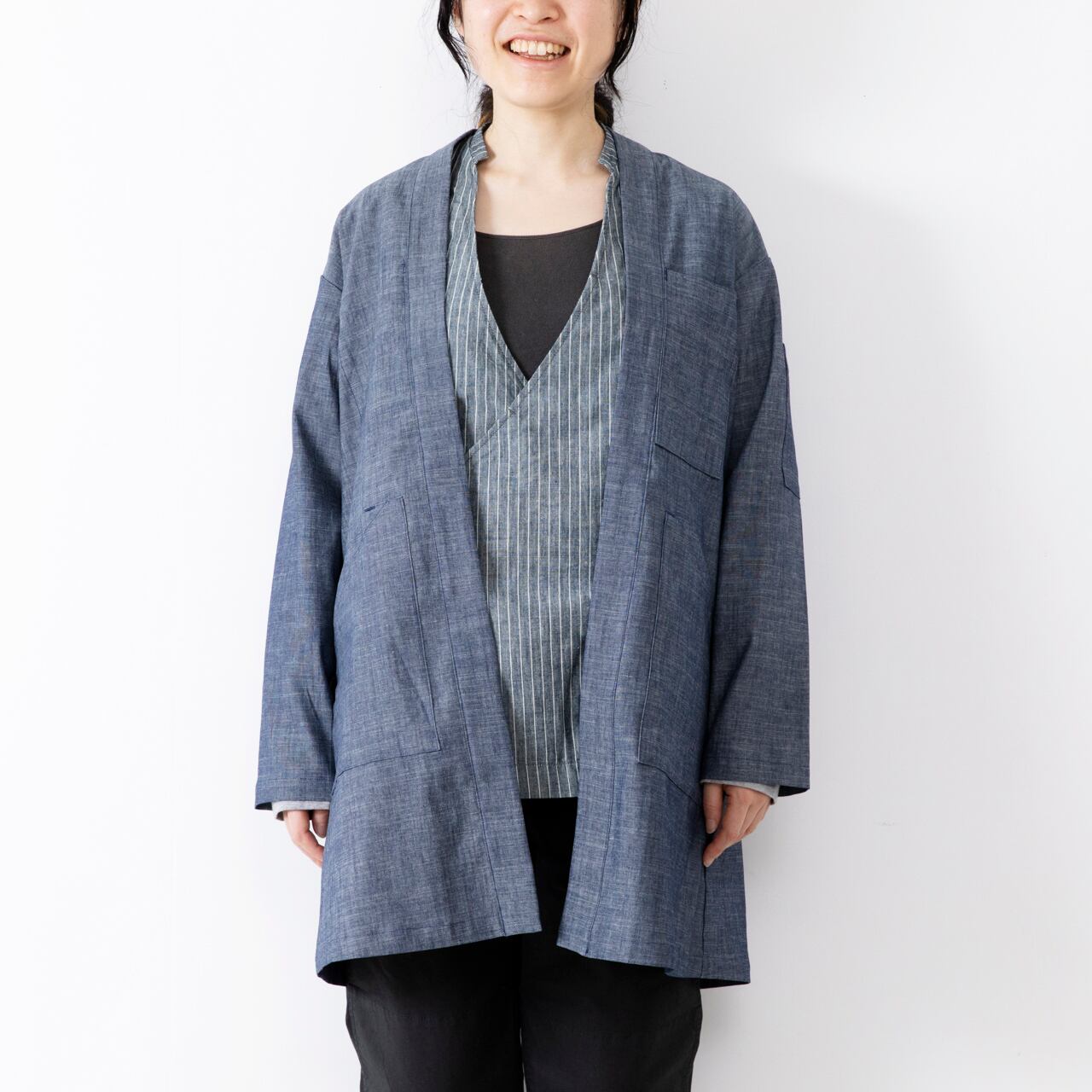 新品　アイコー着　Mサイズ　山野流着装 JK-33 伊達羽織 霜降り平織 インディゴ | SAGYO - 風景をつくっ