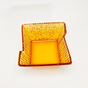 ヴィンテージ雑貨 アンバーガラス スクエアボウル