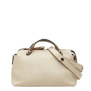 フェンディ バイ ザ ウェイ ミディアム パイソン ハンドバッグ ショルダーバッグ 2WAY 8BL124-80L ベージュ ブラウン レザー レディース FENDI 【中古】