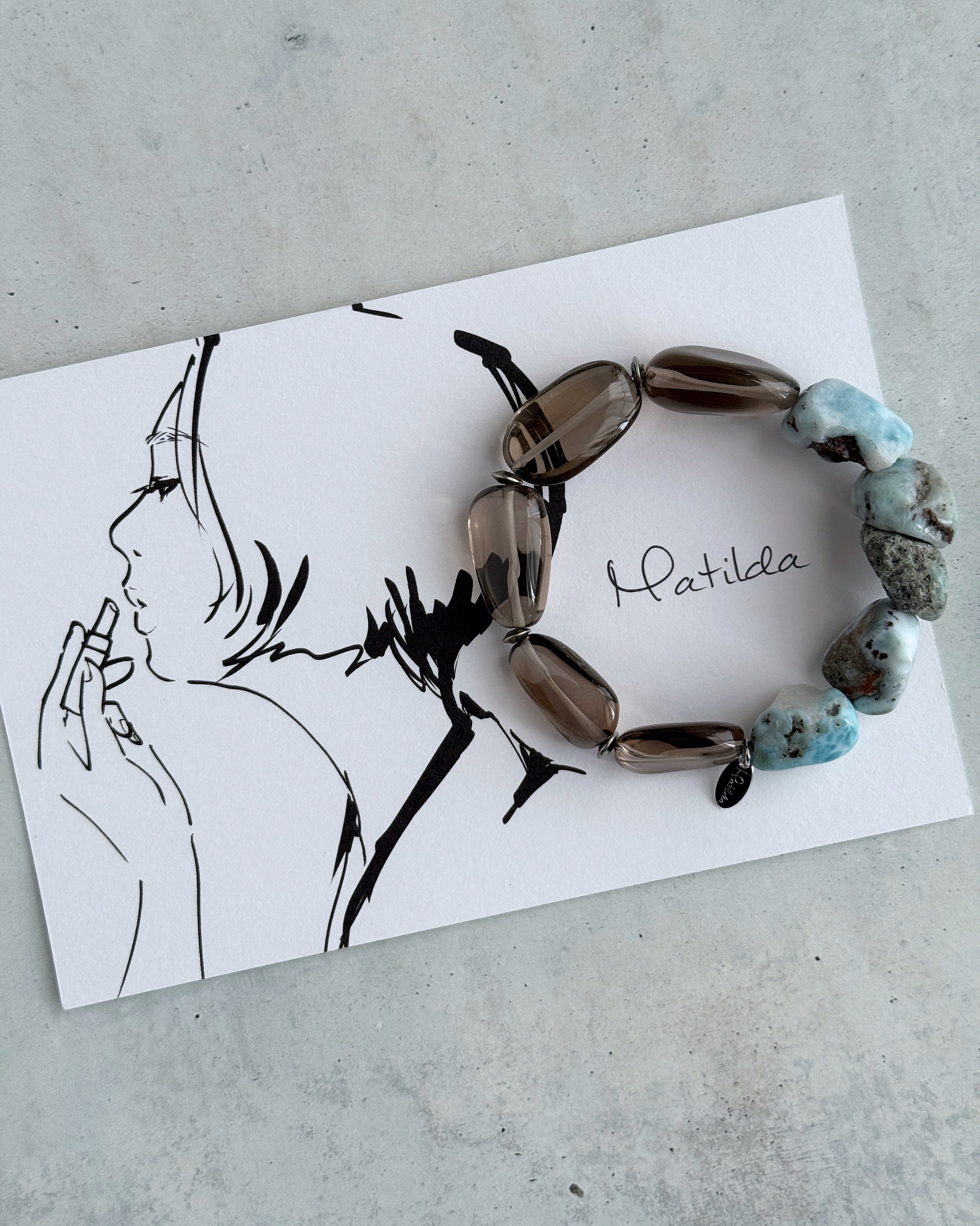 bicolor bracelet(ラリマー×スモーキークォーツ)