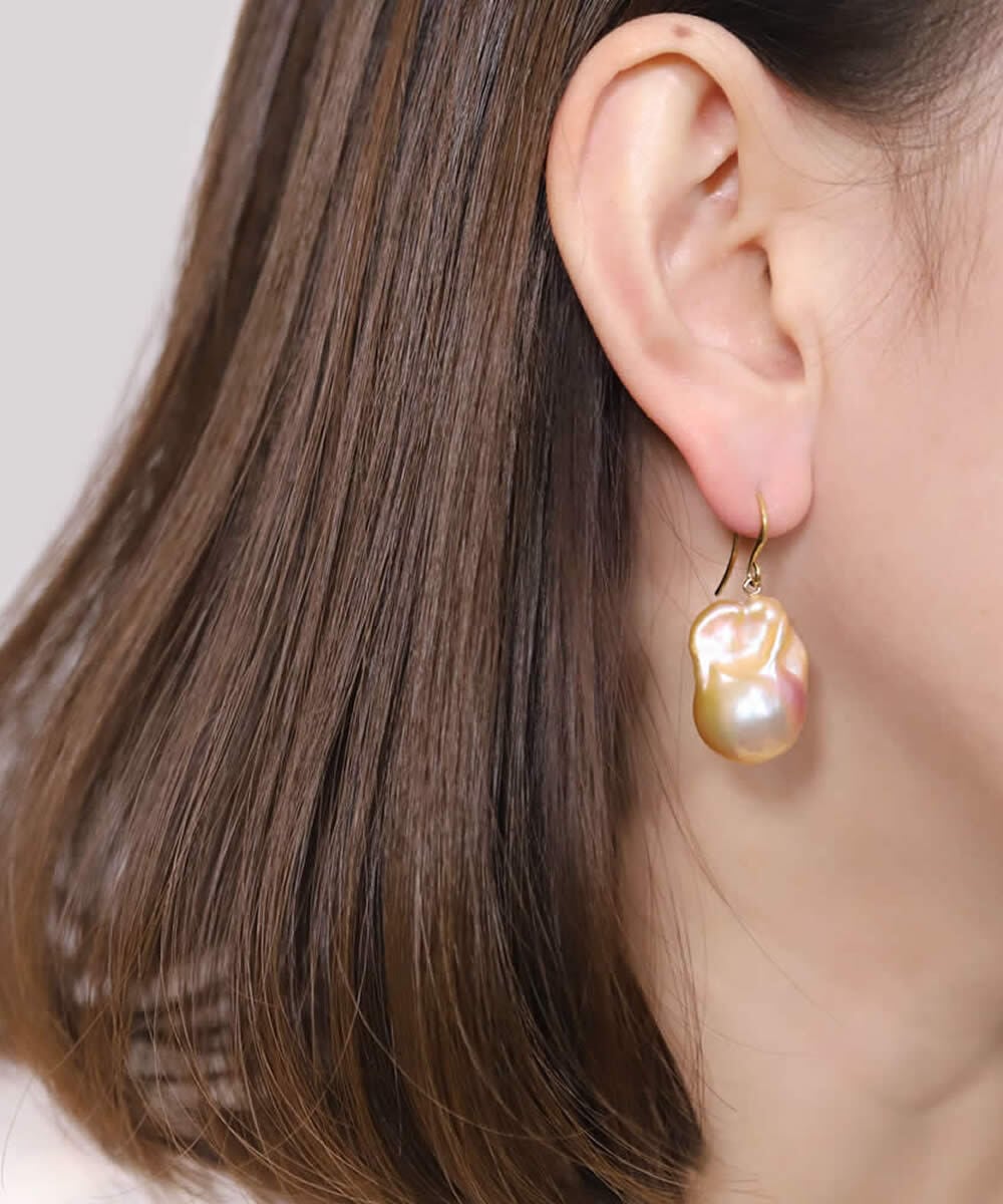 baroque pearl drop pierce/earring（natural color ）〈高品質 S