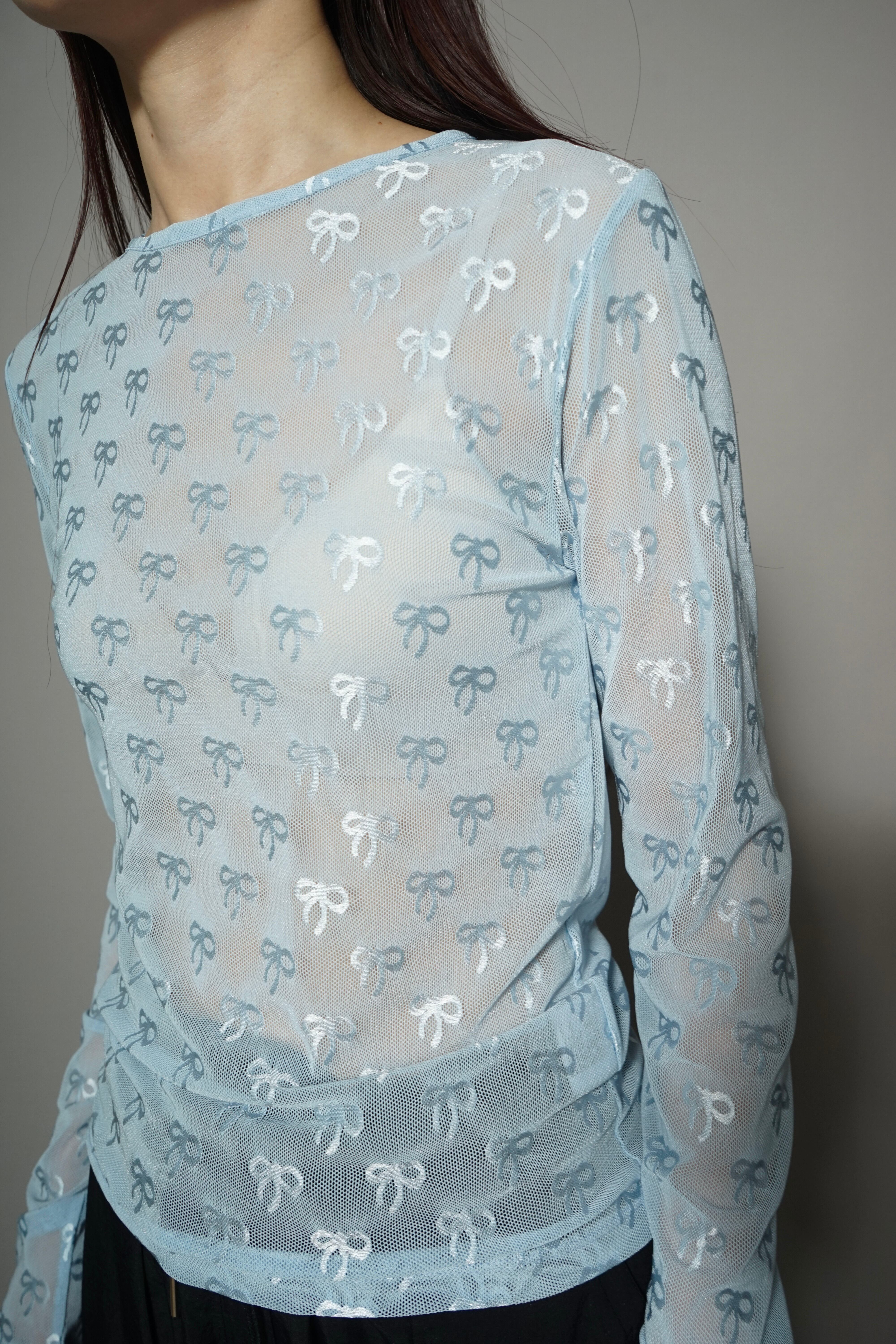 RIBBON SEE-THROUGH TOPS (SAX) 2404-82-970 | HELK