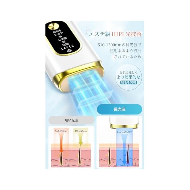 脱毛器 VIO対応 【HIPL・サファイア冷却技術でほぼ無痛】 光脱毛器