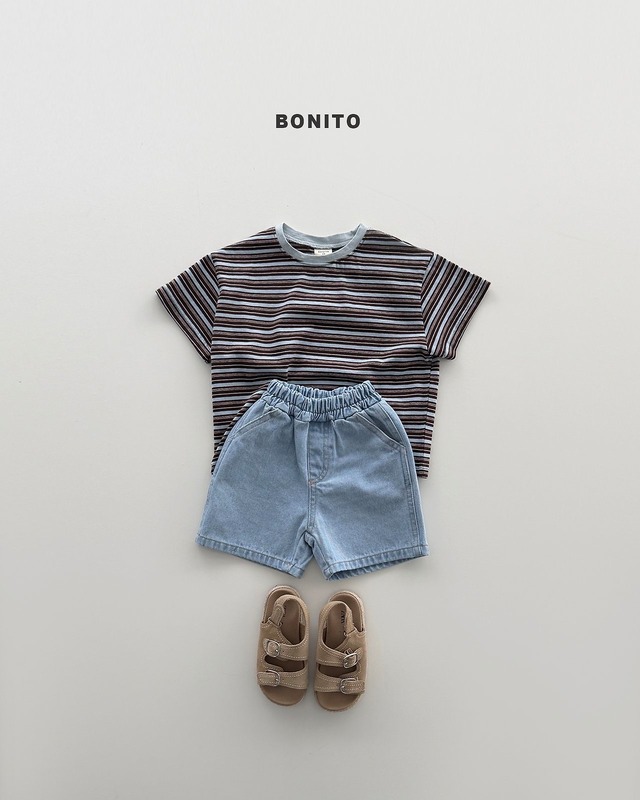 《予約》送料無料【BONITO】uni stripe color tee