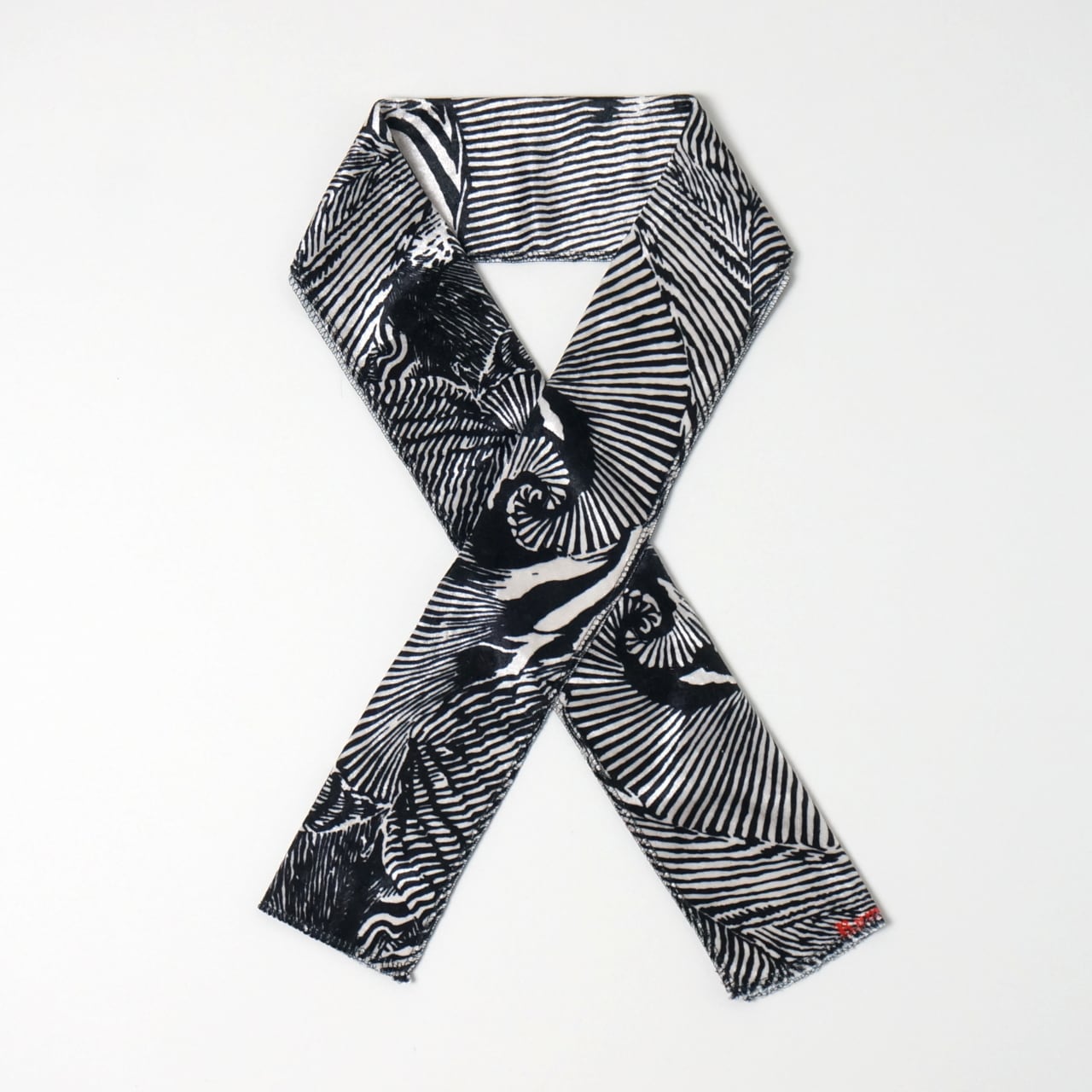 ベロア半襟　ねじり縞　ホワイトブラック