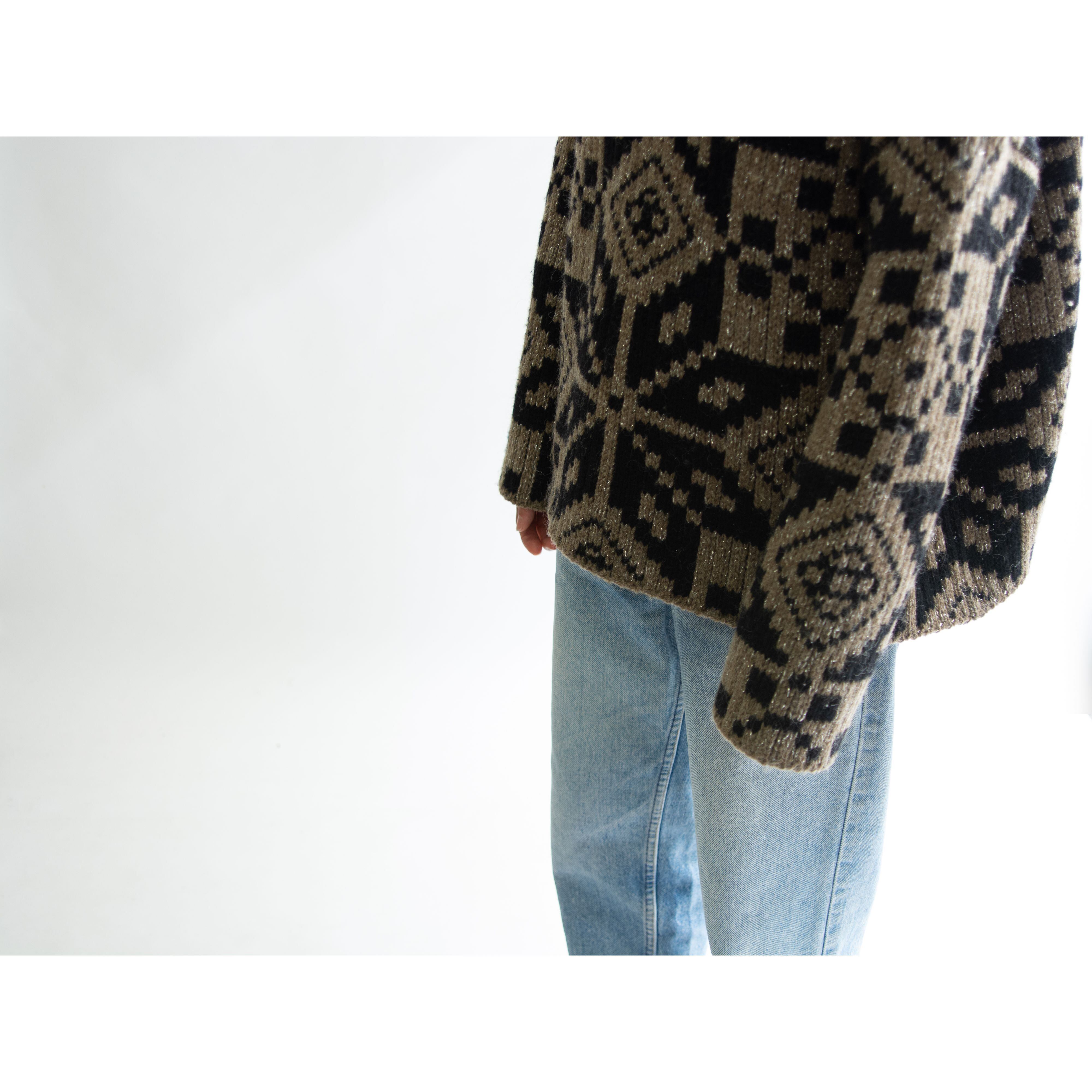 【KENZO JUNGLE】Made in France 80's oversized high neck snow pattern sweater（ケンゾージャングル フランス製 雪柄ハイネックセーター オーバーサイズニット）10d