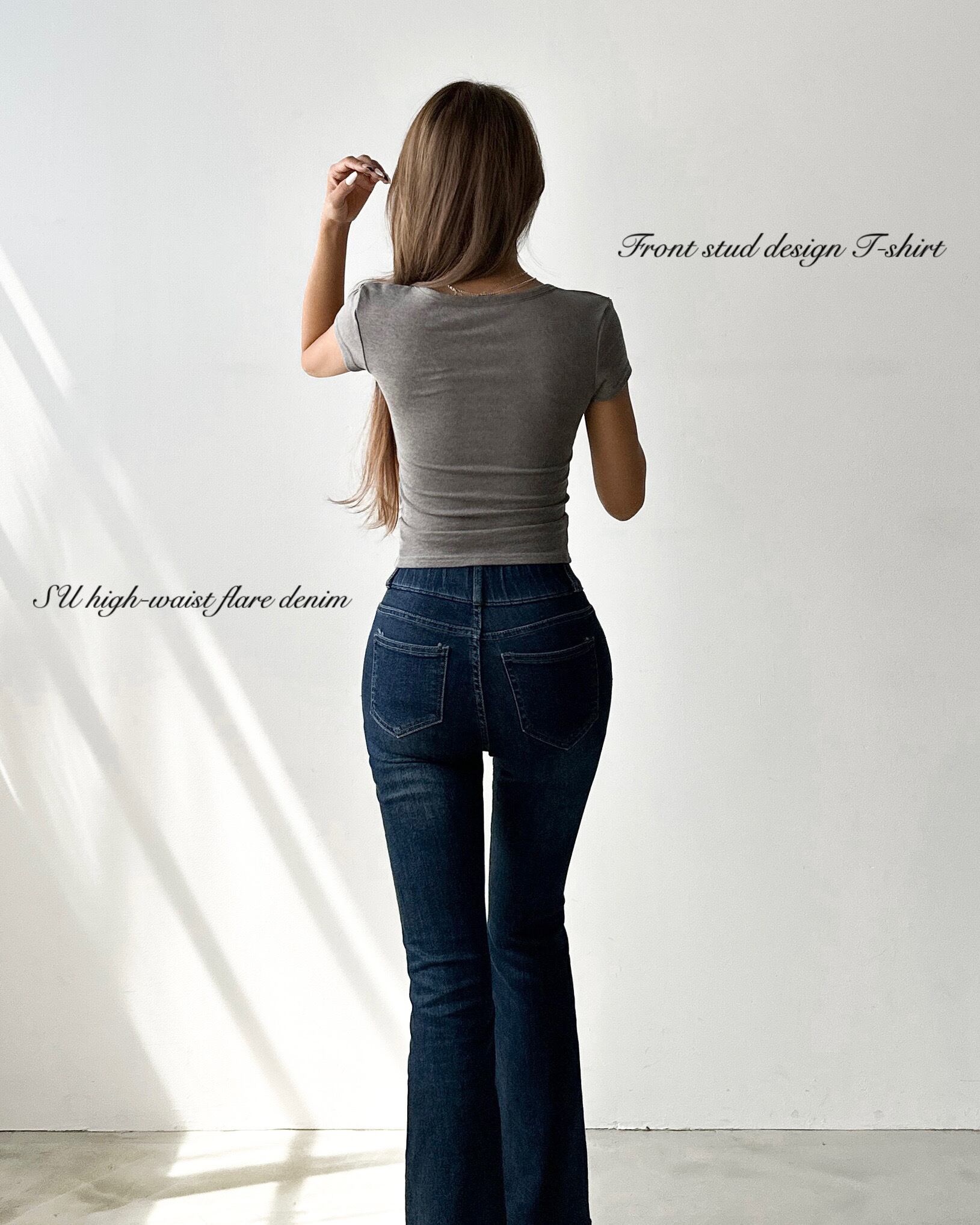 即納】Front stud design T-shirt【4カラー】 | GIENGE［ジーアング］