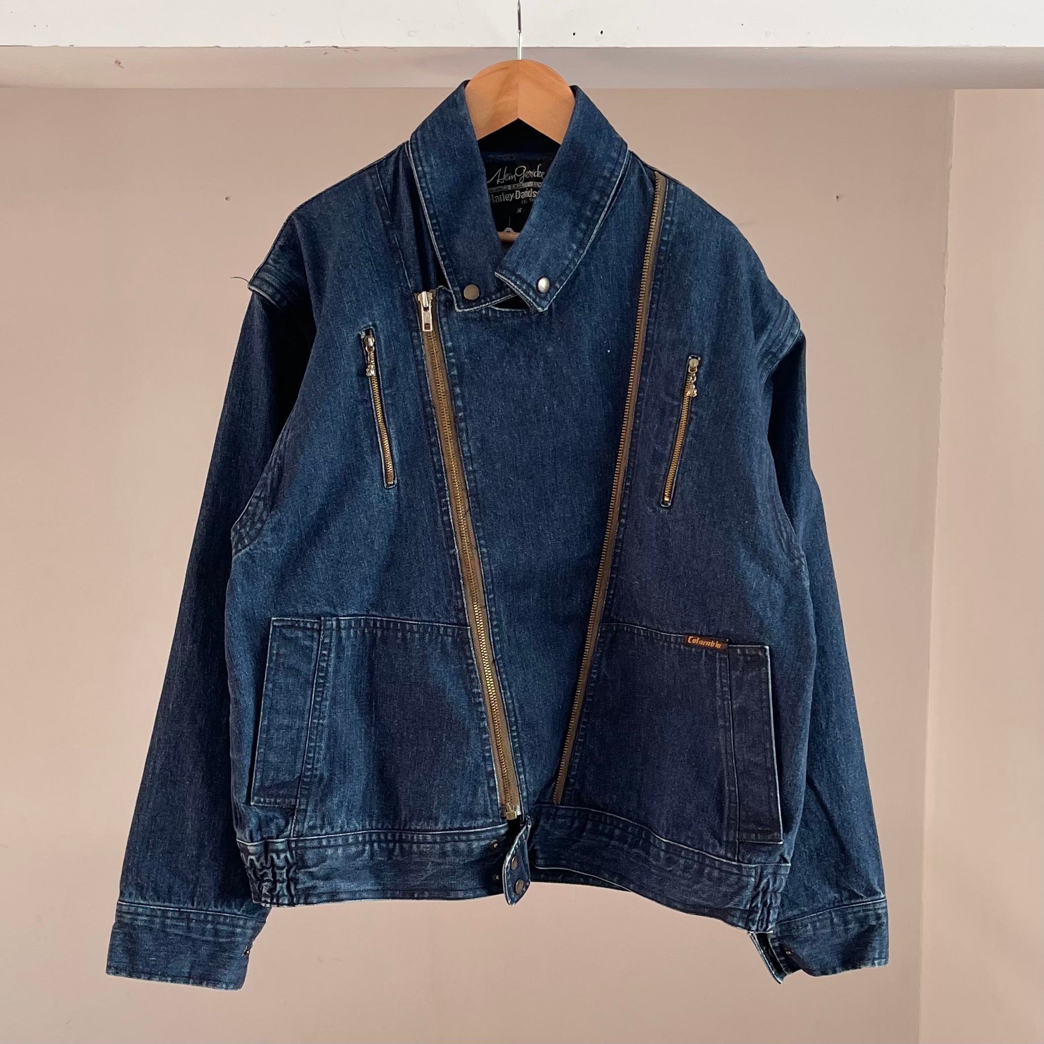 【Sz:S(実寸M】80's Hein Gericke × Harley-Davidson デニムライダースジャケット