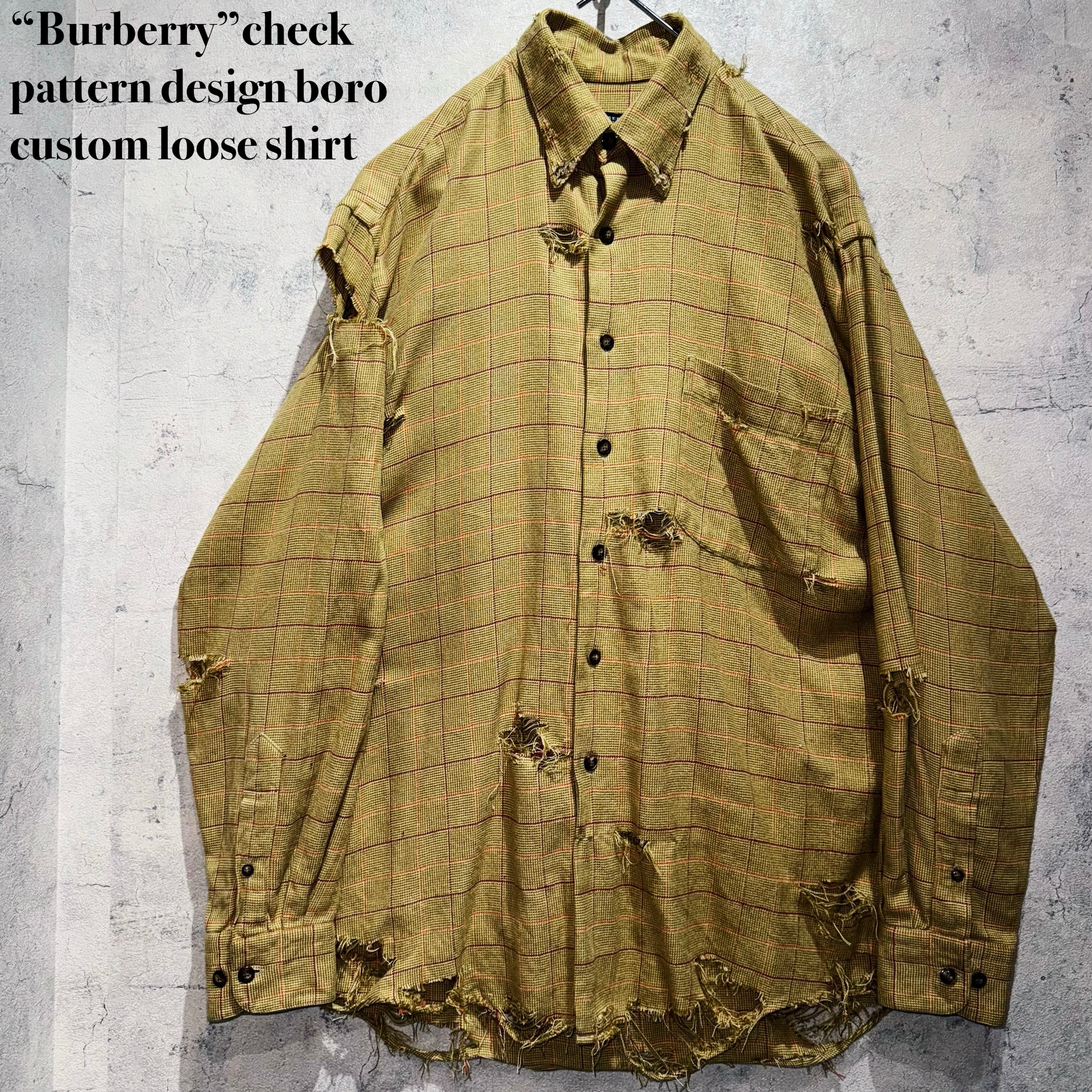 “Burberry”check pattern design boro custom loose shirt