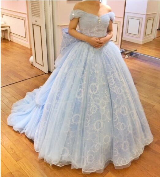 豪華！ ウエディングドレス キラキラチュール 大きなリボン 結婚