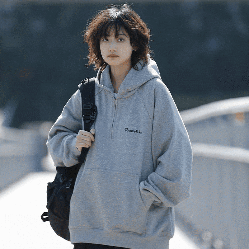 AFISHSTAY刺しゅう入りハーフジップパーカー | mblueshop