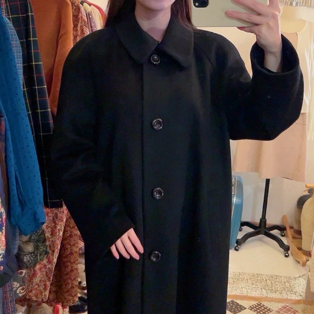 black cashmere long coat