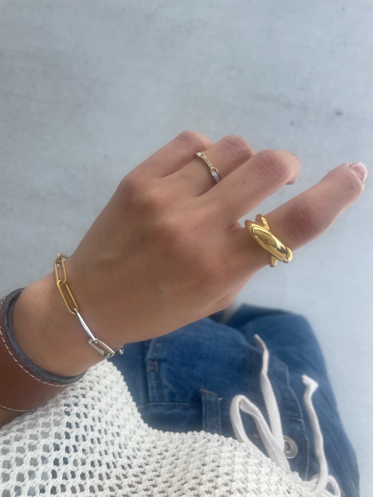 バイカラーリンクブレスレット