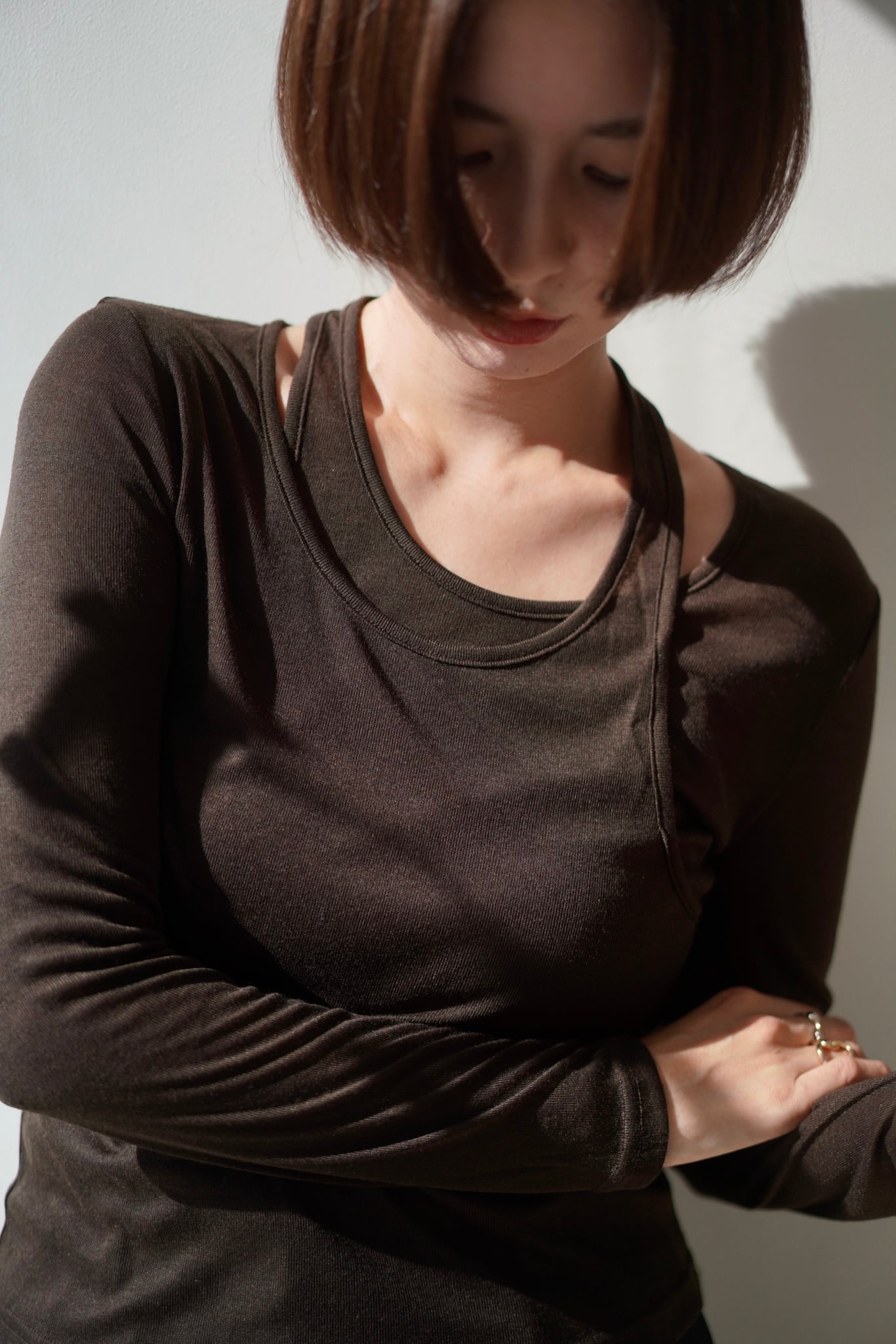 新品　コンパクトクリアーポンチレイヤードライクトップス　38 layered like tops レイヤードライクトップス Brown | planet3rd